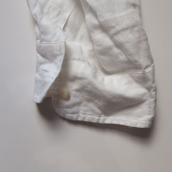 MaxMara White Pure Linen Tuxedo Style Tunic Shirt Medium - Picture 10 of 11